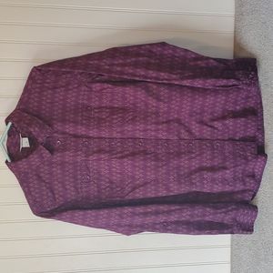 Duluth Trading Co. Button-down shirt medium burgandy gold organic cotton